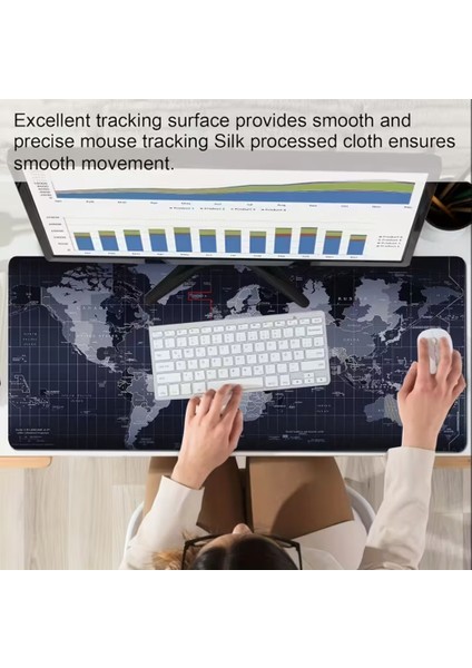 70X30 cm Black Dünya Desenli Dikişli Kaydırmaz Taban Oyuncu Mouse Pad modelleri