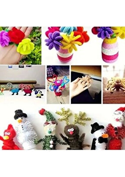 100LÜ Şönil, Eğitici Şönil, Tüylü Tel, Peluş Tel, Kadife Şönil, El Işi Malzemesi 30CM Karışık fırsatları