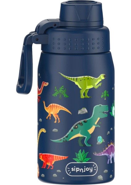 Widewonder Dino Roar Lacivert Çelik Çocuk Su Termosu 420 ml