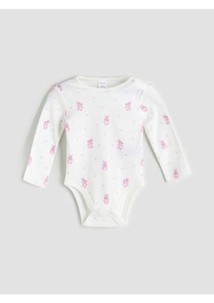 Yeni Sezon Bisiklet Yaka Baskılı Kız Bebek Çıtçıtlı Bodysuit 3'lü fiyatları