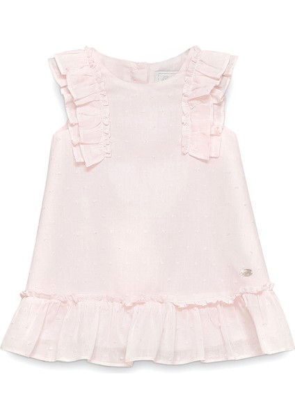 Açık Pembe Fırfırlı Kız Bebek Elbise