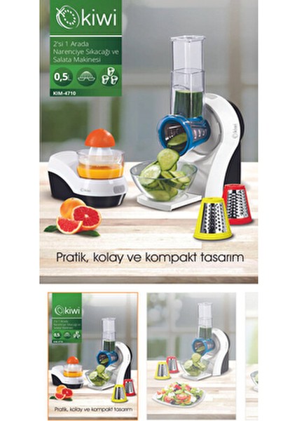 KIM-4710 | 4’ü 1 Arada Otomatik Meyve Sıkacağı & Dilim & Rende & Doğrayıcı fırsatları