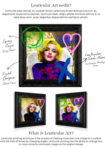 Mia Marilyn 1" By Girift Lenticular Efektli Tablo indirimleri