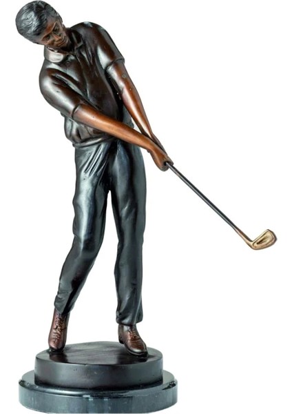Golfçü Vuruşu Bronz Dekoratif Obje