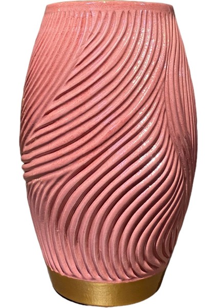 Vera Textured Pembe Seramik Vazo