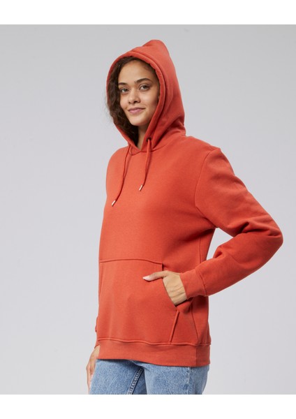 Mooncover Kadın Kapşonlu Kanguru Cepli Sweatshirt – Bordo indirimleri