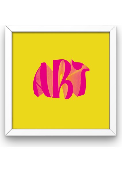 Colorful Words Sarı Art Beyaz Çerçeveli Tablo