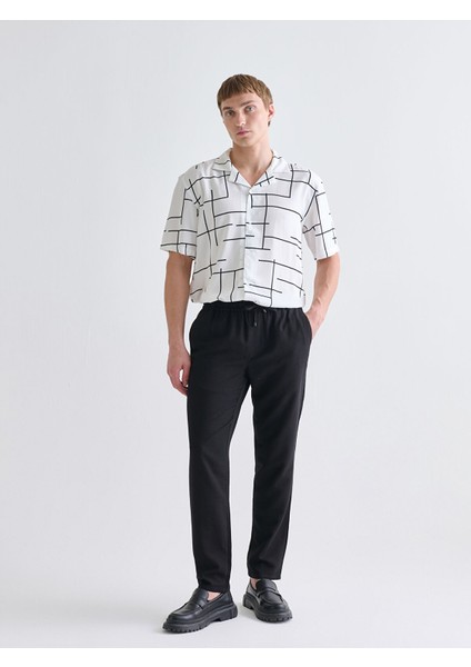 Yeni Sezon Standart Kalıp Keten Görünümlü Erkek Pantolon