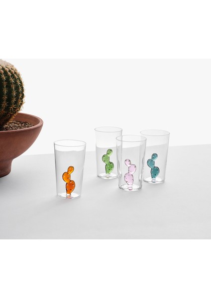 Desert Plants Amber Kaktüs Figürlü Cam Meşrubat Bardağı fiyatları
