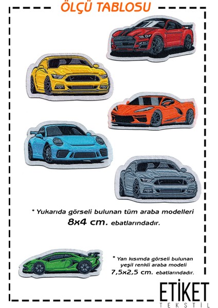 Ütü ile Yapışan Dokuma Arma Seti Patch Yama Renkli Arabalar Modeli (6 Adet) fiyatları