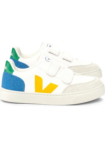 Beyaz Logo Detaylı Unisex Çocuk Deri Sneaker