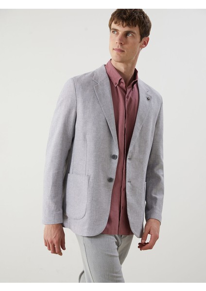 Yeni Sezon Standart Kalıp Keten Görünümlü Erkek Blazer Ceket