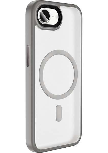 iPhone 16E Kılıf Mat Arka Yüzey Wireless Şarj Özellikli N7TH Flet M-Safe Kapak - Lacivert modelleri