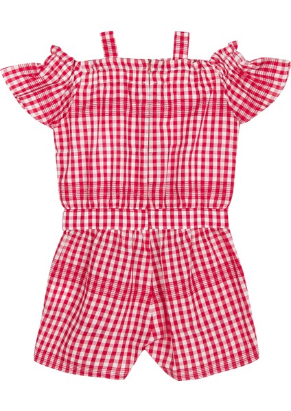 Kırmızı Pötikareli Kısa Kollu Kız Çocuk Şortlu Tulum fiyatları