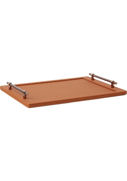 Valencia Terracotta Büyük Boy Deri Tepsi