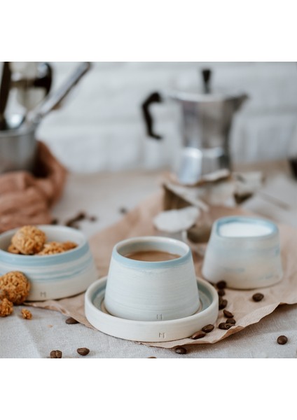 Sky Mavi Stoneware Espresso Fincanı ve Tabağı modelleri