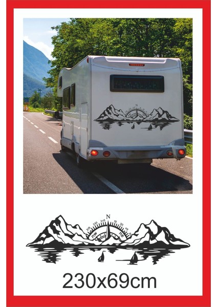 Pusula Deniz Dağ Orman Doğa Manzara Off Road Kamp Karavan Sticker 60X18