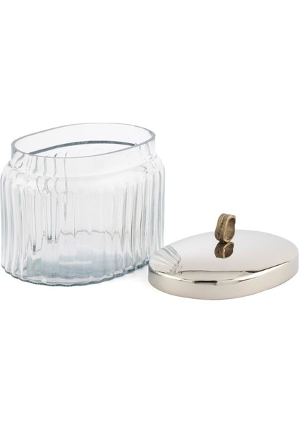 Gümüş Metal Kapaklı Cam Oval Kavanoz 16 cm fiyatları