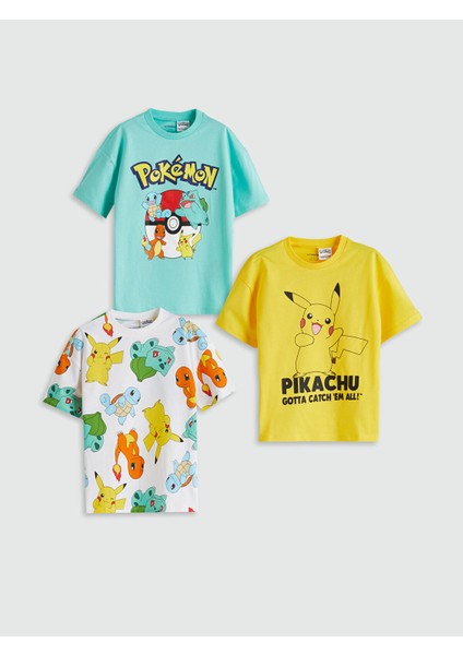 Yeni Sezon Pokemon Baskılı Erkek Çocuk Tişört 3'lü