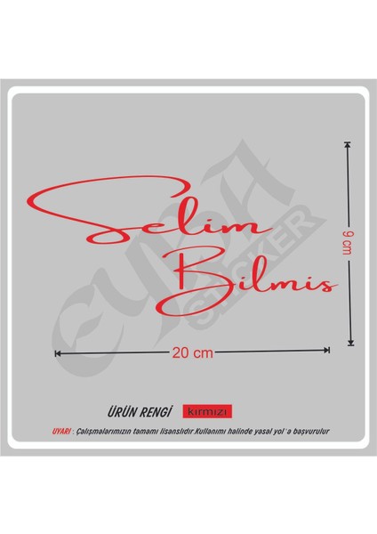 Size Özel Isim Imzası 1 Adet 20X9 cm Ön Cam Yazı Ad Soyad Imza Etiket- Oto Sticker -Mesaj Atıınız-