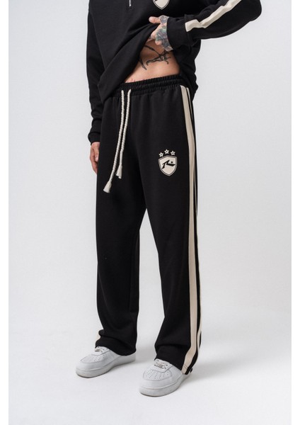 Erkek Şerit Detaylı Modal Baggy Eşofman Altı Siyah fiyatları