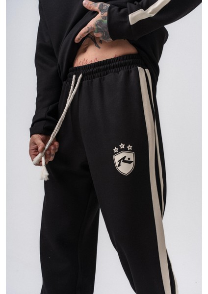 Erkek Şerit Detaylı Modal Baggy Eşofman Altı Siyah indirimleri