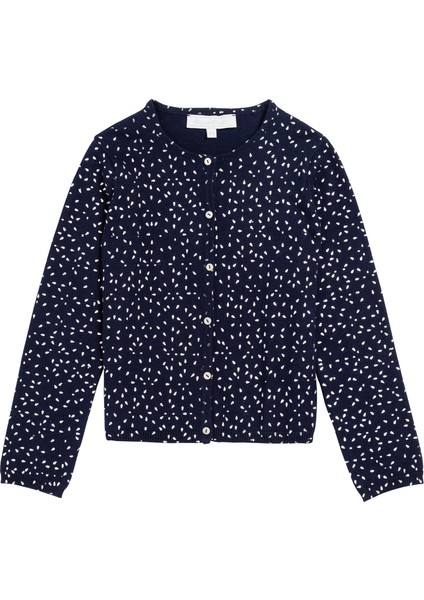 Lacivert Desenli Kız Çocuk Hırka