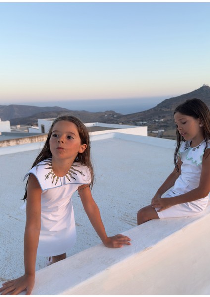 Sun Iı Apron Nakışlı Kız Çocuk Önlük Elbise modelleri