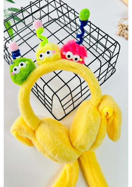 Renkli Gözlü Antenli Pelüş Kız Çocuk kulaklık - Sari fiyatları