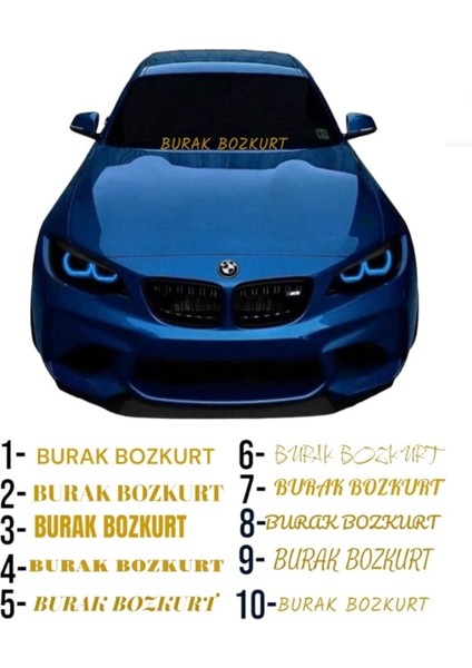 Isme Özel Yazı 55X10CM Gold Ön Cam Sticker Araç Oto Traktör