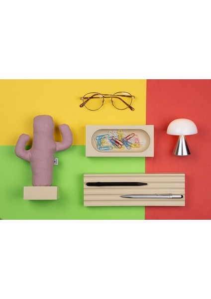 Kayigo Woody Krem Üçlü Ofis Seti - Pembe Cactus modelleri