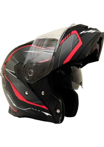 Gp My Helmet MKS002-BGR Güneş Vizörlü Şeffaf Çene Açılır Motosiklet Kaskı M modelleri