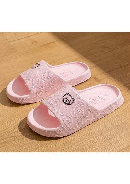 Sevimli Karikatür Ayı Desenli Terlikler, Rahat Yumuşak Tabanlı Yastık Terlikler, Rahat Ev Terlikleri