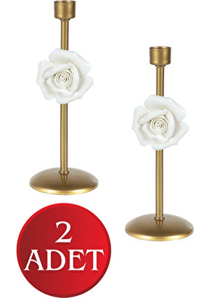 2 Adet Baron Mumluk Eskitme Porselen Çiçekli No:05