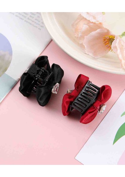 Saten Fiyonk Model Kristal Taş Detaylı Kırmızı Renk 4 cm Mandal Toka fiyatları