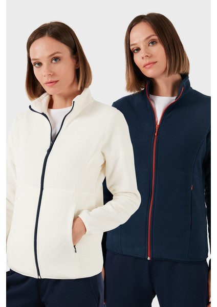Slim Fit Anti-Pilling Tüylenme Yapmayan Fermuarlı 2'li Paket Polar Hırka Bayan Hırka 5907012S2