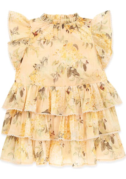 Cascadian Sarı Fırfırlı Kız Çocuk Elbise fiyatları