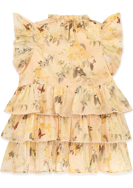 Cascadian Sarı Fırfırlı Kız Çocuk Elbise modelleri