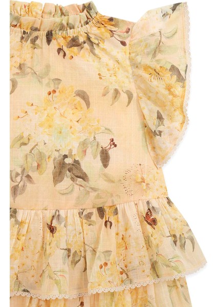 Cascadian Sarı Fırfırlı Kız Çocuk Elbise fırsatları