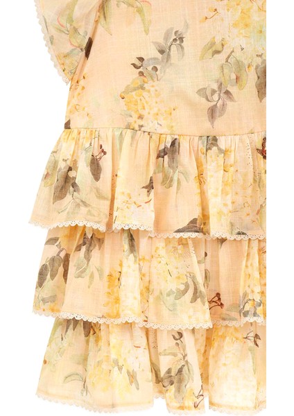 Cascadian Sarı Fırfırlı Kız Çocuk Elbise indirimleri