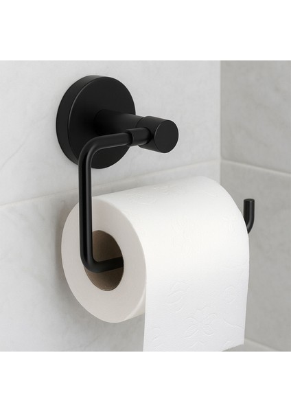 Kapaksız Wc Kağıt Aparatı Vidalı Siyah Paslanmaz Metal Duvar Tipi Tuvalet Kağıtlık Banyo Aksesuarı indirimleri