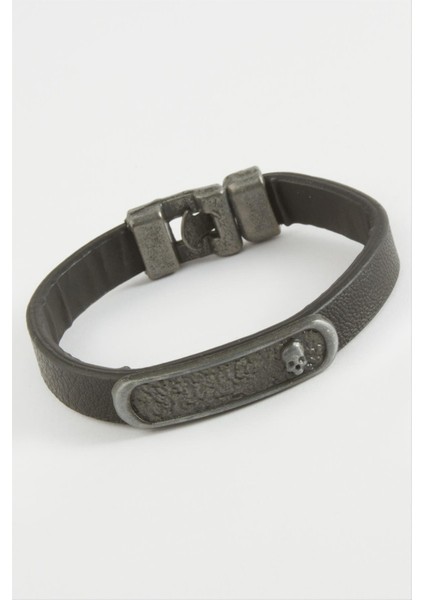 Ds-Derin Kuru Kafa Kaliteli Suni Deri Bileklik-Siyah fiyatları