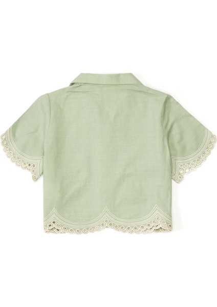 Açık Yeşil Nakış Işlemeli Kız Çocuk Gömlek fiyatları