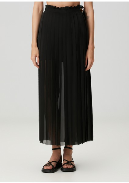 Siyah Pileli Maksi Etek fiyatları