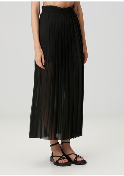 Siyah Pileli Maksi Etek modelleri