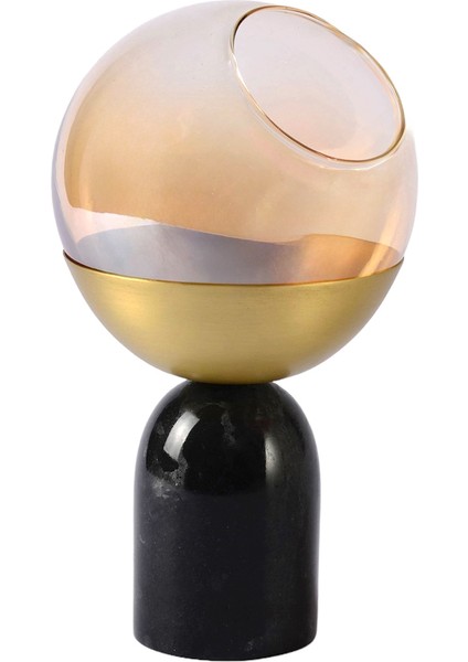 Ola Siyah Mermer Detaylı Cam Vazo 15 x 26 cm