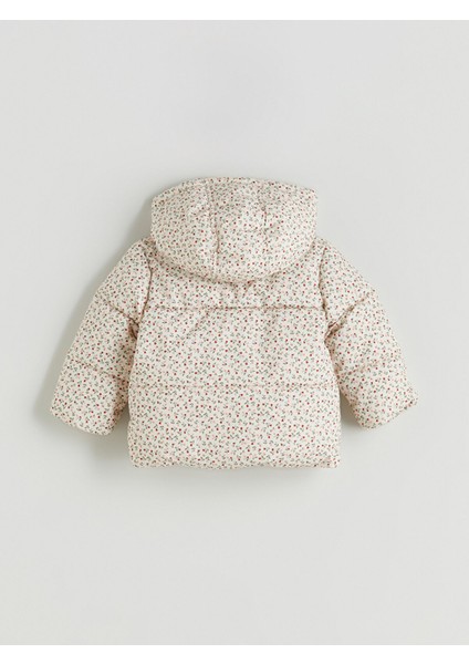 Yeni Sezon Kapüşonlu Çiçekli Kız Bebek Şişme Mont modelleri