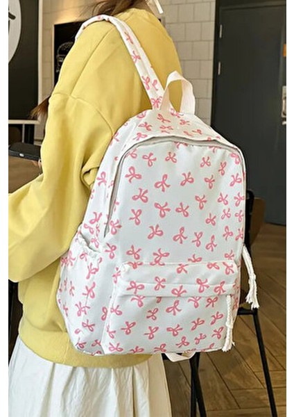 Kore Tarzı Kurdele Desenli Sırt Çantası Spor Çantası Okul Çantası Günlük Kullanım Çanta