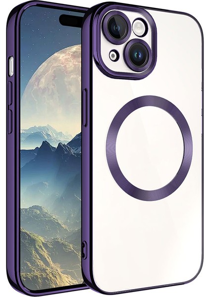 iPhone 15 Plus Uyumlu Magsafe Wireless Şarj Özellikli N7TH Setro Silikon-Derin Mor