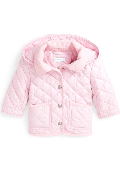 Pembe Kapüşonlu Kız Bebek Mont